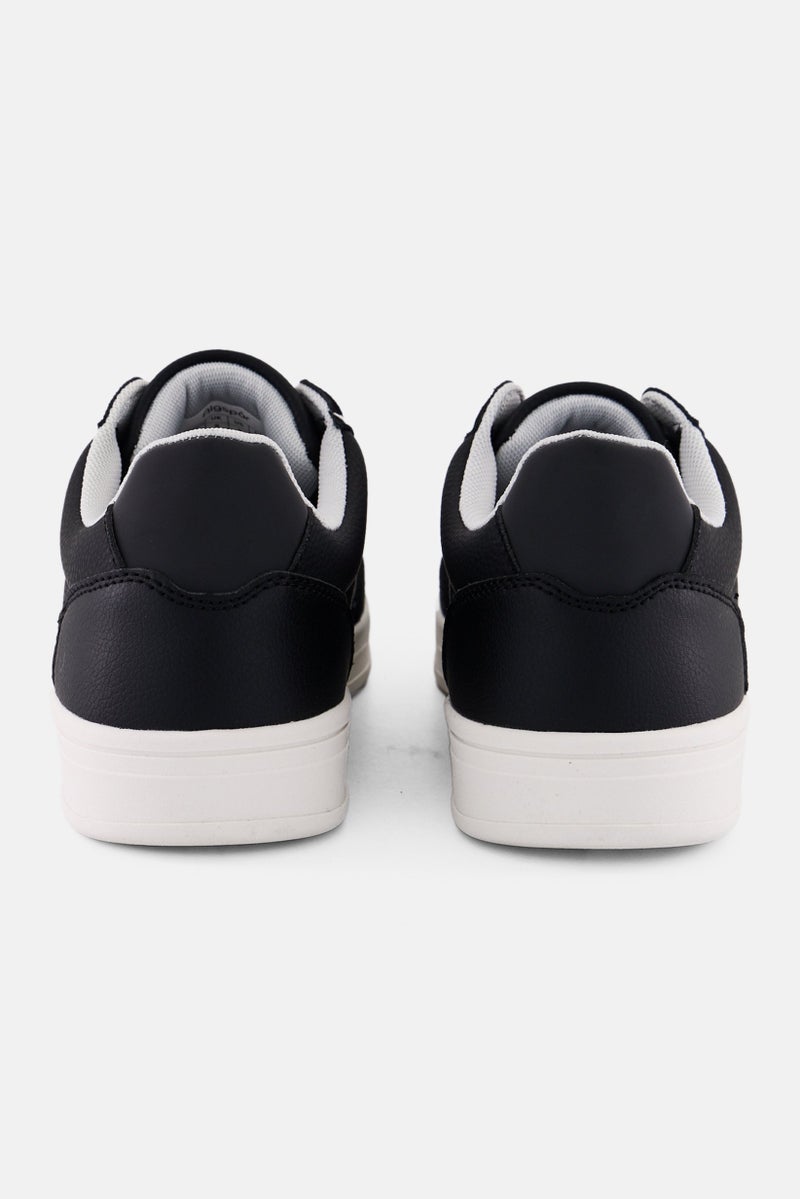 Algspar Men Brand Logo Lace Up Shoes, Black - Image 2